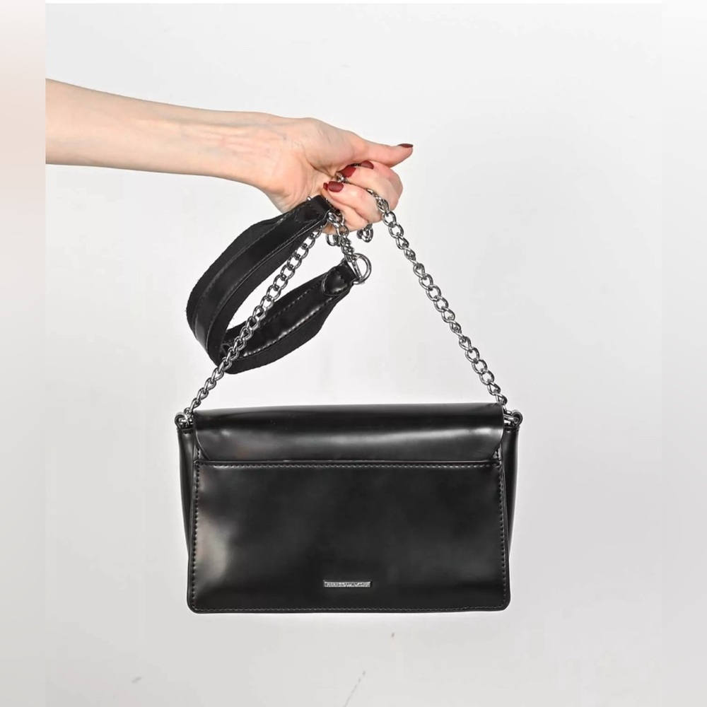 EUC Rebbecca Minkoff Black Leather Crosbody /Chain + Strap